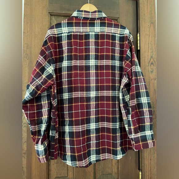 Vintage Timber Ridge Men’s Flannel Shirt Button Up Burgundy Blue Plaid Size XXL - Picture 3 of 7